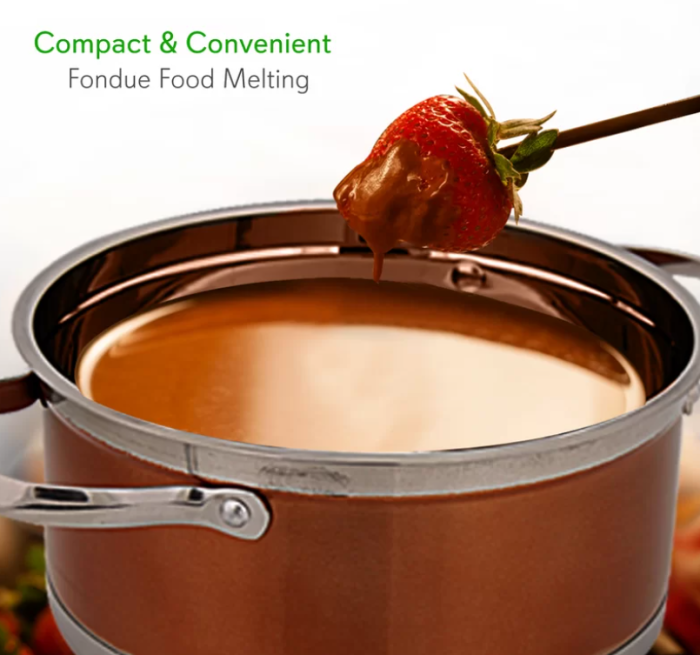 NutriChef 1 Quart Stainless Steel Fondue Set - Image 2