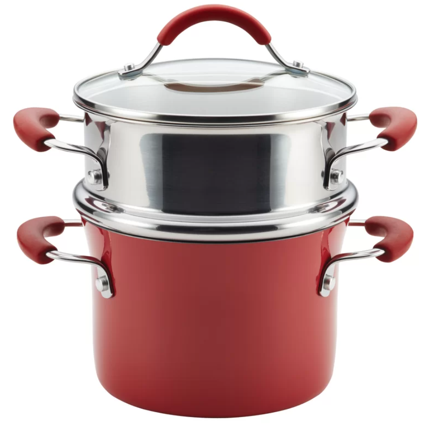 Rachael Ray Cucina Hard Porcelain Enamel Nonstick Multi-Pot / Steamer Set, 3-Quart - Image 2