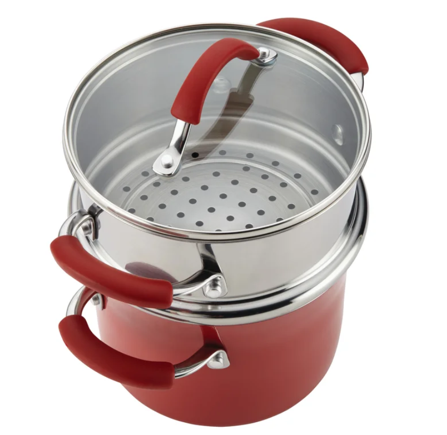 Rachael Ray Cucina Hard Porcelain Enamel Nonstick Multi-Pot / Steamer Set, 3-Quart - Image 4